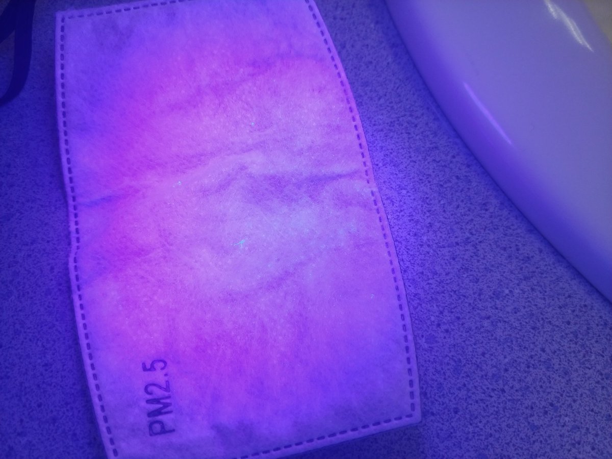 My filter under a UV light.