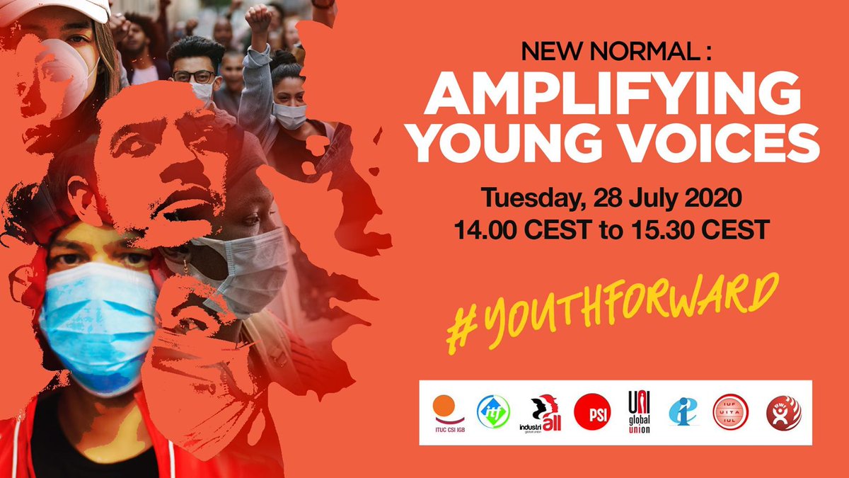 Don't miss this webinar organised by Global Unions!

📢"Amplifying Young Voices"

🕑Tomorrow, 28 July, 14-15:30 CEST

Registration: bit.ly/2ONyRQE

Follow here: bit.ly/30QdkMT

#YouthForward