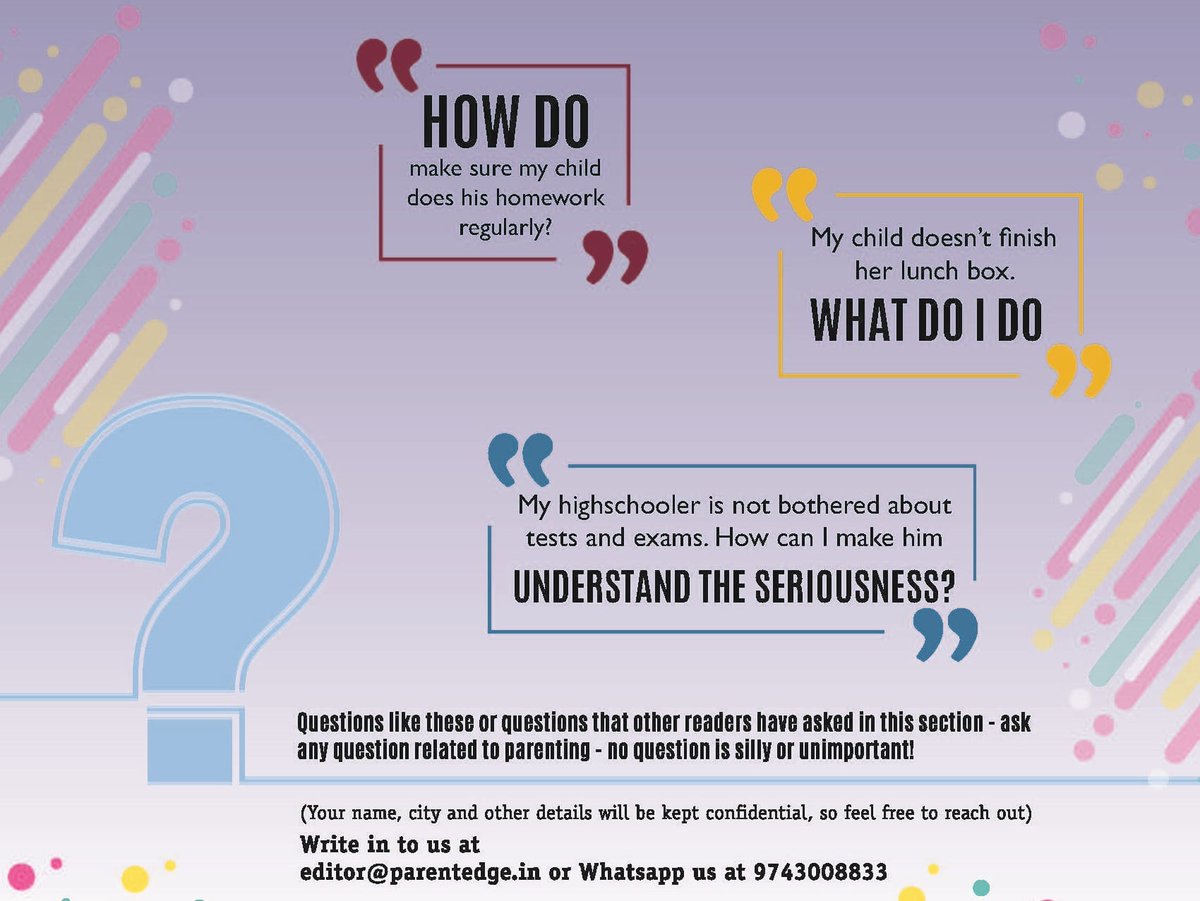 ParentEdge's tweet photo. Ask any question related day to day doubts or problems in parenting - no question is silly or unimportant! #AskanExpert #ParentingQuestion #ParentingQuery #Parenting #ParentEdge #Query #IndianParentingMagazine #IndianMagazine #ParentingMagazine #Children https://t.co/uhhpnqOYib
