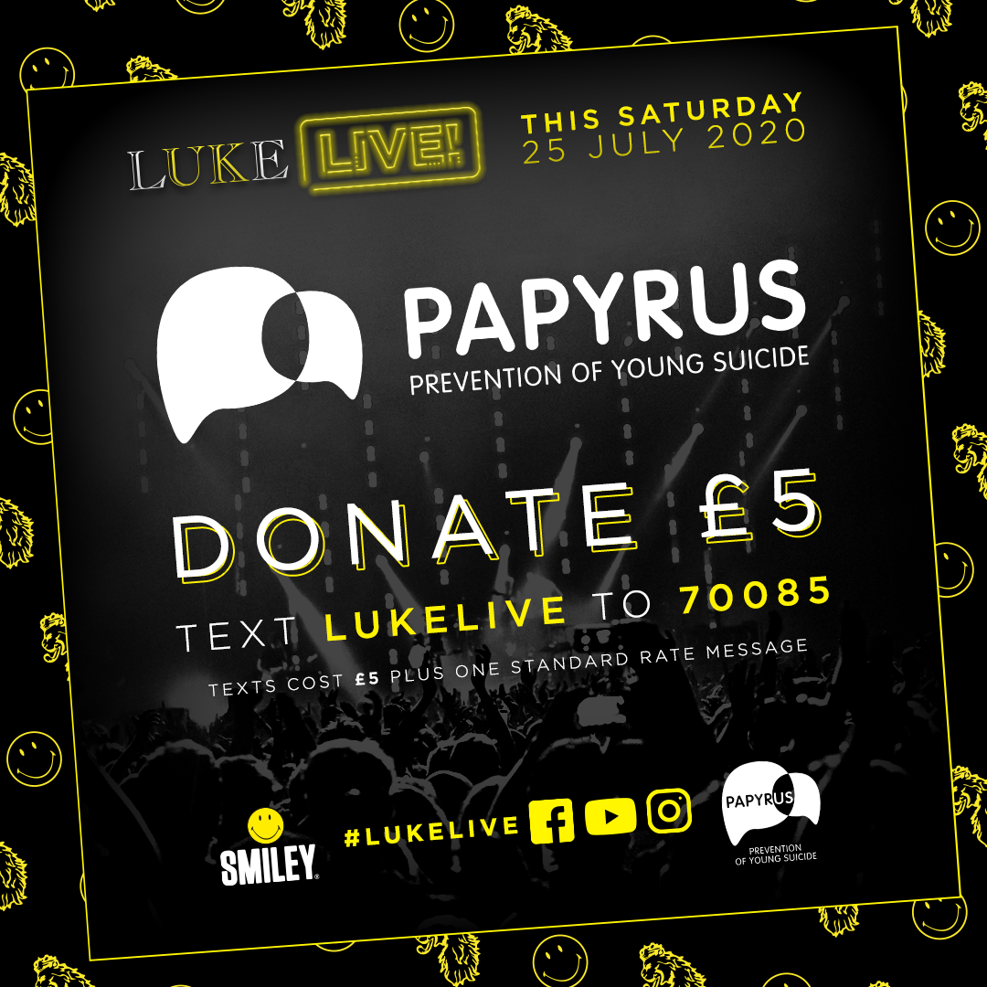LukeRoper's tweet photo. π You can still donate to @PAPYRUS_tweets after the amazing #LukeLive festival at the weekend!
π They do amazing work, so please donate if you can by texting or heading to the below page
π https://t.co/4c2PsxLpaa https://t.co/zhWjwXV4z2