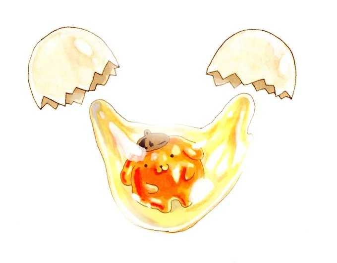 卵から生まれたポムポムプリンちゃん?

#ポムポムプリン #イラスト 