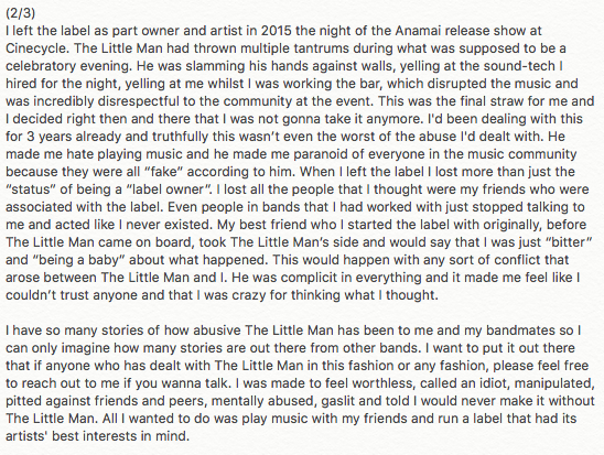 ejude9's tweet photo. This is a response to @JillKrajewski tweet from last week regarding Buzz Records and the toxic behaviour of the label boss. I'll be referring to this person as "The Little Man" in the following text. https://t.co/SPkUugaXgb