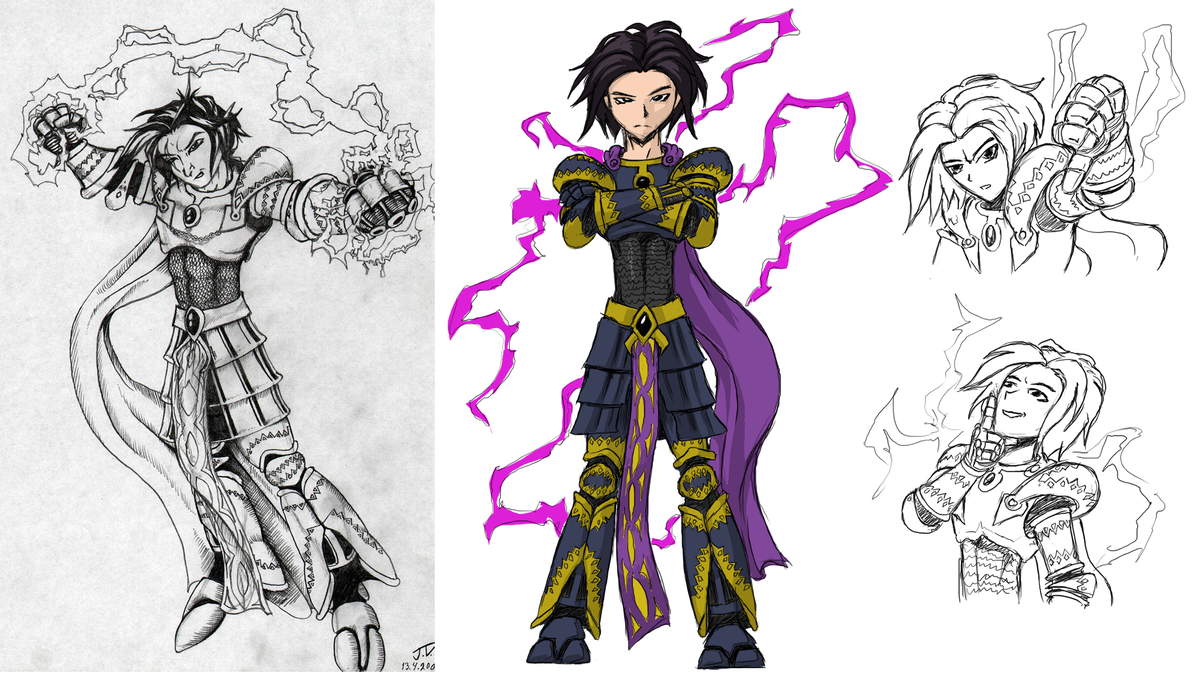 JorinDesign's tweet photo. Third bad guy. Meet Spark, powerful magic user who is perpetually covered with magical electricity. #ProjectRisenPath #characterdesign #gamedev #Spark https://t.co/b1rzuSUm5K