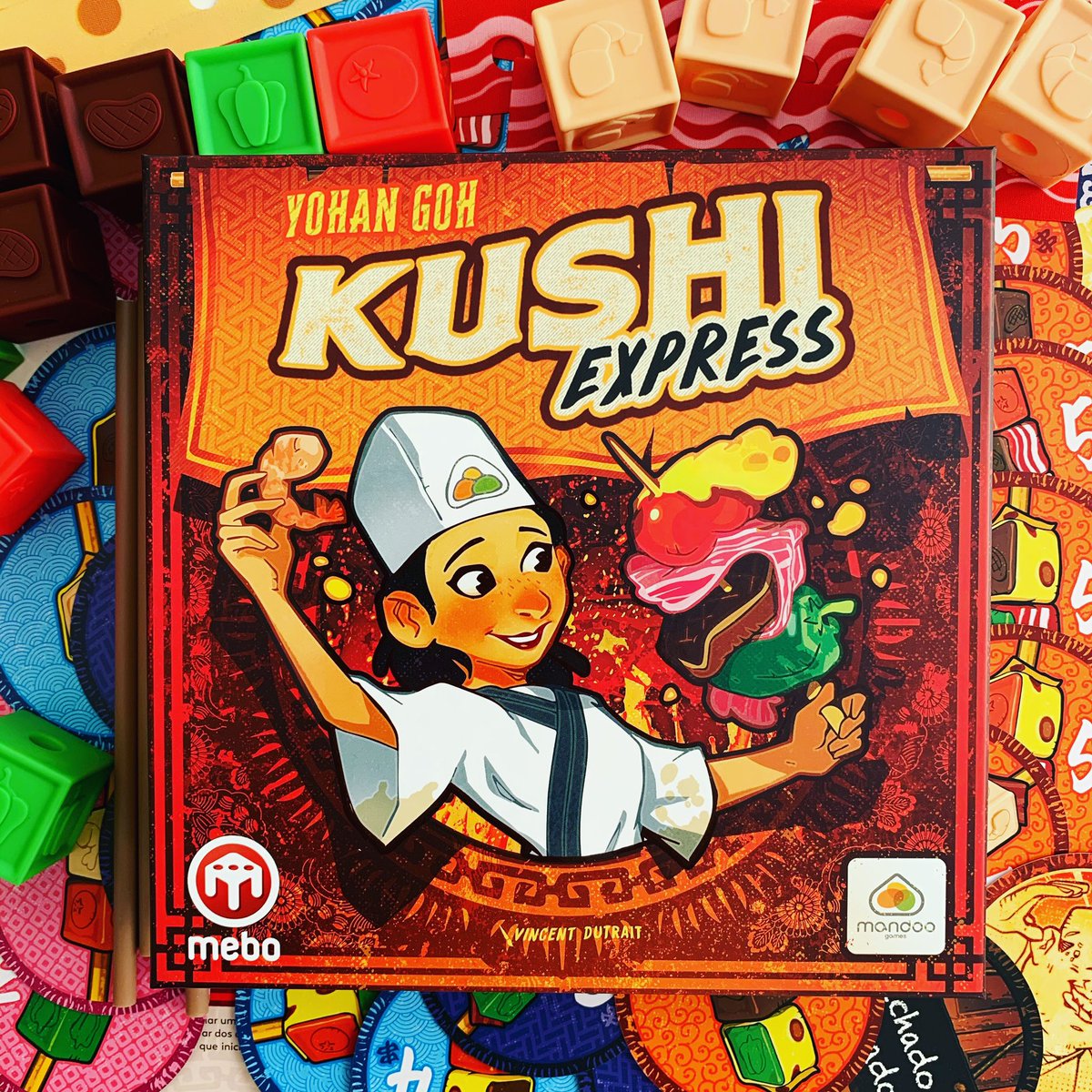 fabioaraujolima's tweet photo. Alguém pediu espetadas japonesas para o almoço? #kushiexpress #boardgames @MEBOgames @iMandooGames https://t.co/z5j8yeUpph