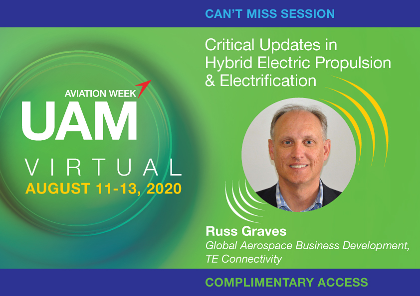 AvWeekEvents's tweet photo. Only 3 weeks until #AWUAM goes live.  Secure your place.

Batteries and propulsion systems are key to the possibility of urban air mobility and autonomous flight. Hear more at UAM Virtual!
@TEConnectivity  #AdvancedAirMobility https://t.co/0YYT2TJeYl