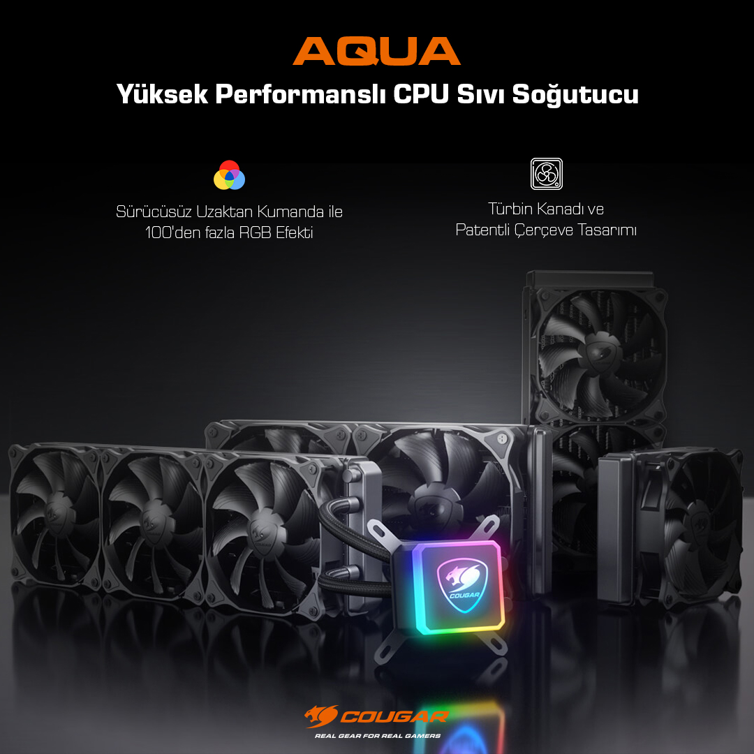 CougarTurkiye's tweet photo. Cougar Aqua, hepsi bir arada RGB sıvı soğutma serisidir.
Şaşırtıcı RGB görselleriyle güçlü CPU soğutma performansı isteyen oyuncular için mükemmel bir çözümdür. 
#cougarturkiye #cougaraqua #sıvısoğutma #aqua120 #aqua240 #tomshardware #gamer #gaming #lol #pubg #gamerpc https://t.co/RpOgz5T4iO