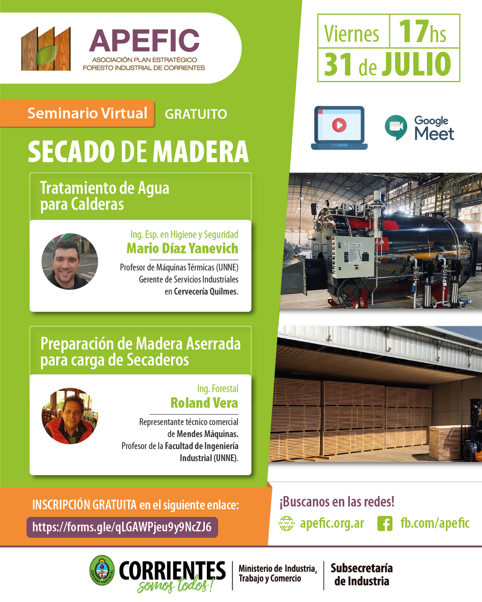 EguiBenitez's tweet photo. Quiero invitarlos a un seminario virtual gratuito organizado por APEFIC junto a la Subsecretaria de Industria.

La temática es el Secado de Madera, por un lado el 'Tratamiento de agua para calderas' y por otro la 'Preparación de madera asderrada para carga de secaderos'. https://t.co/2yAKoc1qsD
