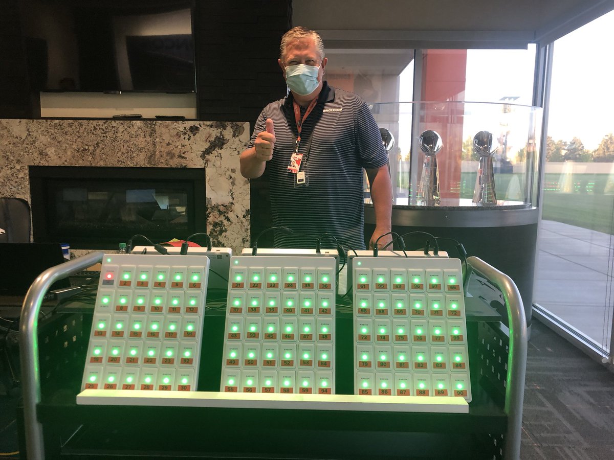 psmyth12's tweet photo. Starting today, every Broncos player, coach and football staffer will wear Kinexon SafeZone tags around their wrists for social distancing warnings and contact tracing information. https://t.co/Q8AJTYl4x8