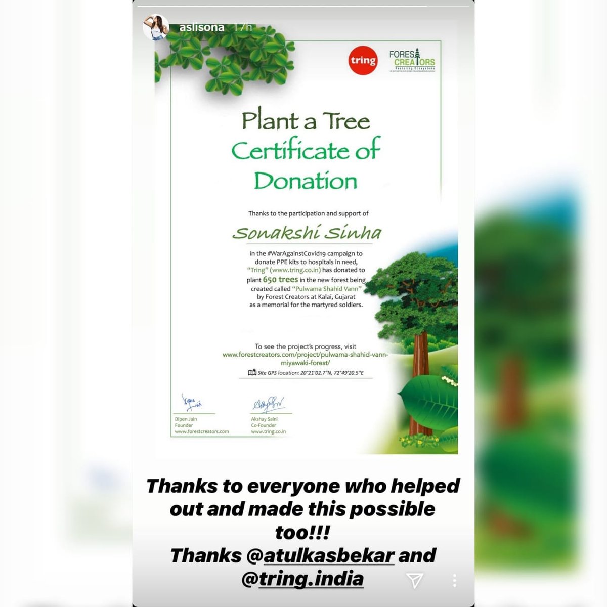 forest_creators's tweet photo. We are really thankful to you, #TringIndia #SonakshiSinha for your participation and #support for bringing back our lost #forests! We are now one step closer to a #greener world & we couldn't have been more grateful!
#ForestCreators #CoronavirusInIndia #pandemic #gujarat #kalai https://t.co/deFs9xJDUh