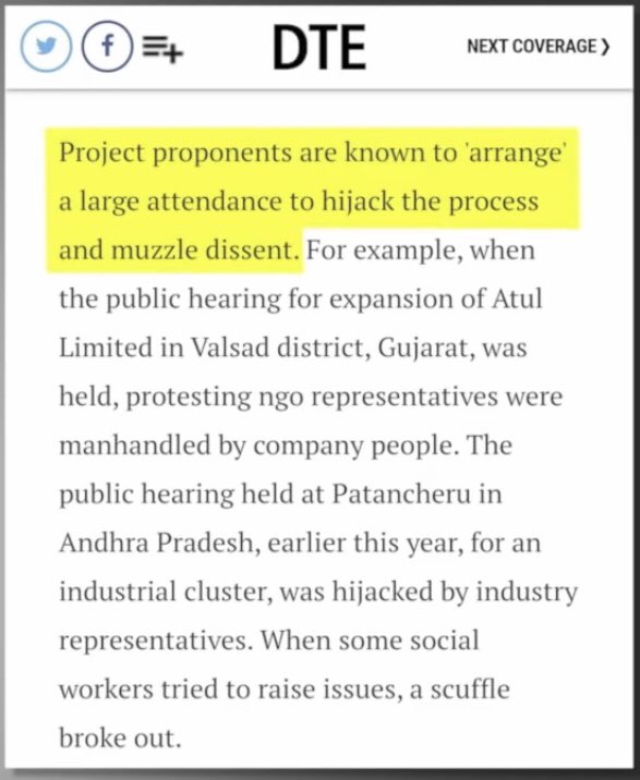 3/6... Any Indian can raise questions about abnormalities and safety concerns towards a factory going to be build anywhere in India. But many factories ignored this step in the past . Now the govt erasing the existing EIA’s so called strict rules to attract more FDIs.