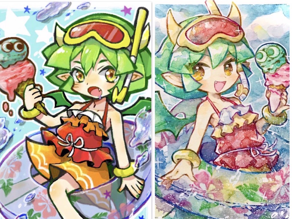 たいやき 以前描いた真夏のドラコと比較 15 たいやき 以前描いた真夏のドラコと比較 15