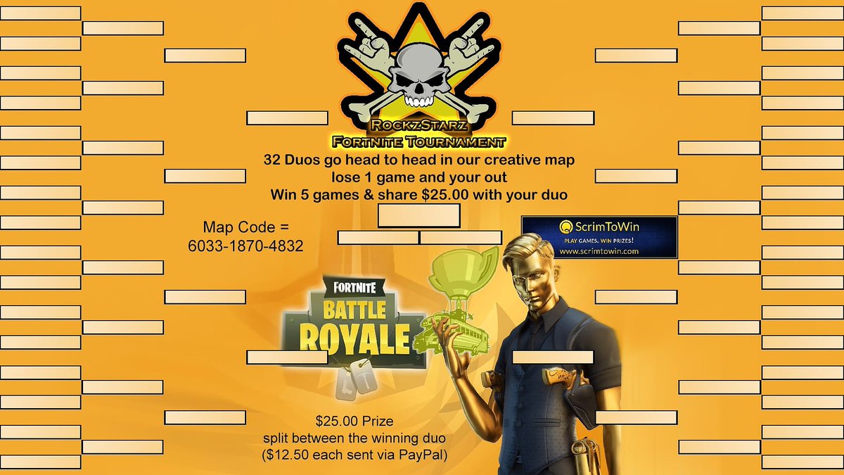 lmlRockzlml's tweet photo. $25.00 Duo Bracket Tournament
Sat 1st Aug 13:00 GMT
All details here :
https://t.co/rwtuoL0xg3
@pocketfulofquarters
#pocketfulofquarters #scrimtowin #fortnitetournament #cashtournament #fortnitecashtournament #fortnitestream #fntournament #fngiveaway #giveaway #cashgiveaway https://t.co/73F6NMu6vS