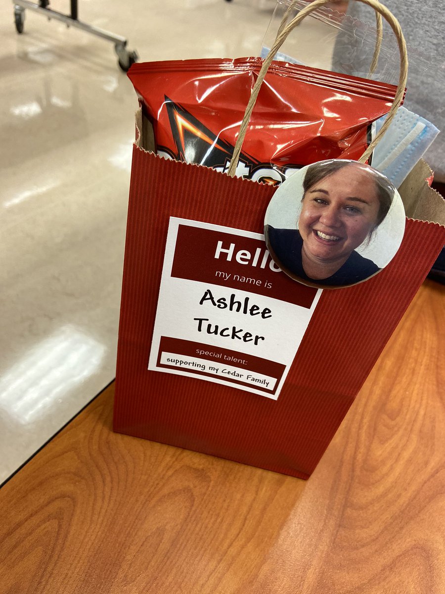 ashlee_tucker's tweet photo. Thanks @PtoCedar for thinking of us and our students! I love that our students will be able to see what we look like underneath our masks! #cedarstrong https://t.co/1jr1iKoKux