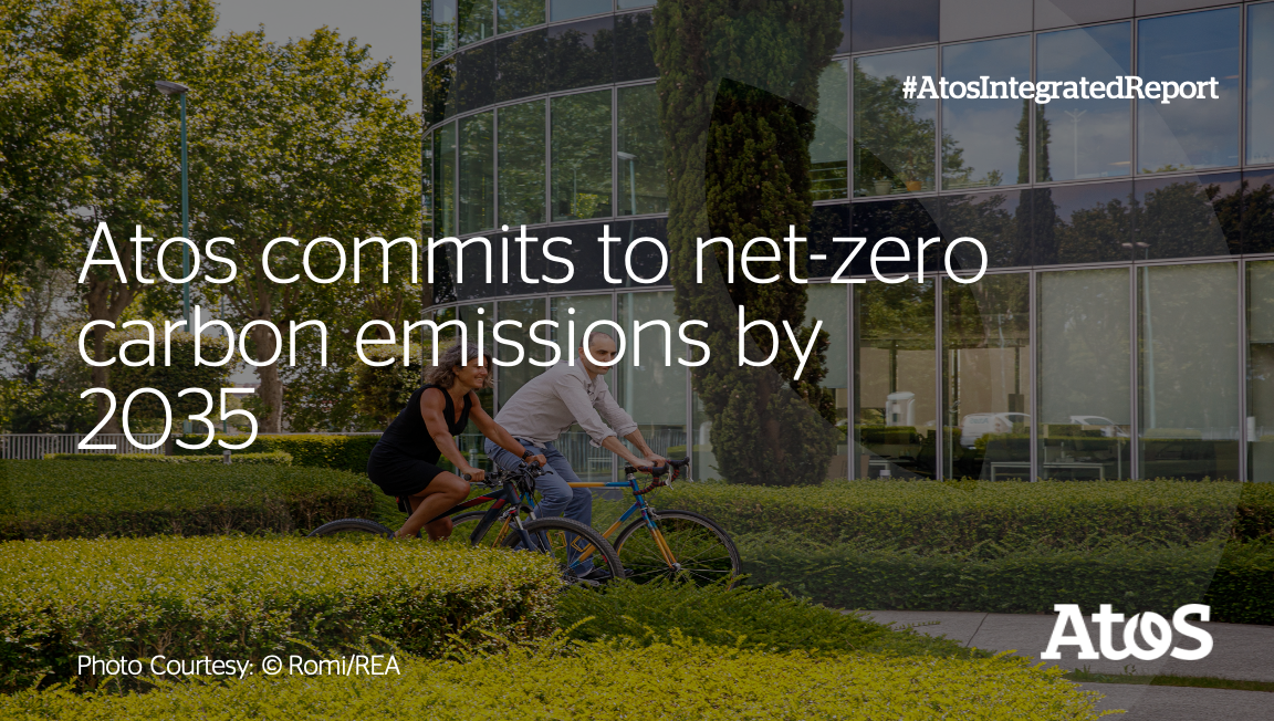 C_Huillet's tweet photo. We recently announced our commitment of Net-Zero #CarbonEmissions by 2035 and signed to join a global movement of leading companies working to limit global temperature rise to 1.5°C. Read about Atos’ 2019 #Environment initiatives▶ https://t.co/zHFZqIgCkE #AtosIntegratedReport https://t.co/7HOKEJrhx6