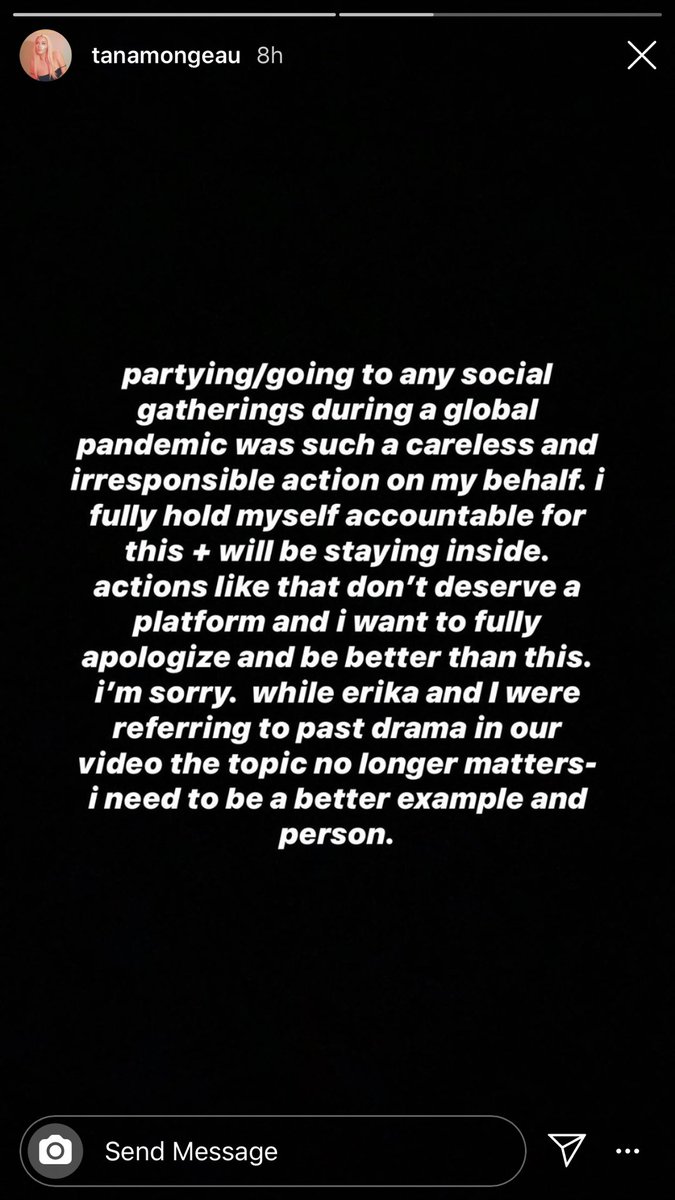 shook_yt's tweet photo. classic tana mongeau.. “iT wAs sUcH a cArELeSs acTiOn” girl.. you didn’t care when you were going to multiple parties and posting it everywhere so save the fake apology 💚 https://t.co/Pp2fMFPzX9