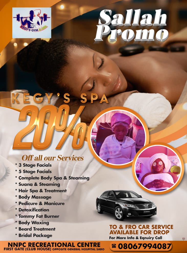 iamRayYari's tweet photo. Get 20% Discount On All KEGY's Spa Services This Sallah
https://t.co/f5JV4pabDH
Via @MadeInKrockCity https://t.co/a9KOqR2s0e