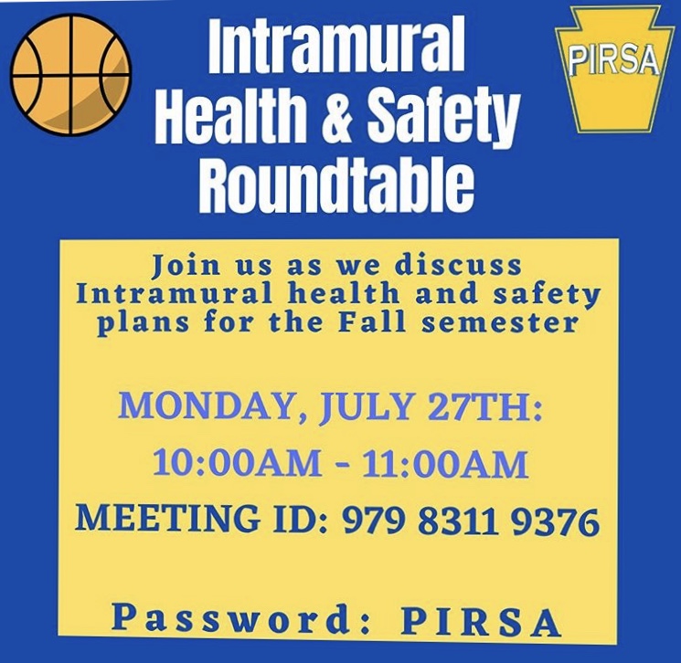 PIRSArec's tweet photo. Intramural Health &amp; Safety Roundtable Today @ 10:00am - https://t.co/G60gqTq3rZ https://t.co/X9DtSaT0Mg