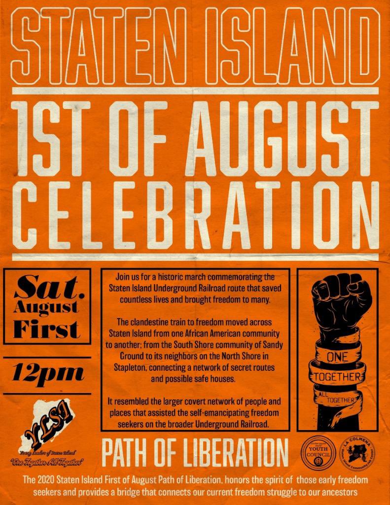 Champion_Skel's tweet photo. Join us in our march “Path of Liberation” where we will take to the streets of the south shore to show the growing unity of the north!!! That’s right we are marching the UndergroundRailroad!! We’ll meet on Sandy Ground, 12pm, August 1st #onetogetheralltogether #PathofLiberation https://t.co/mKZ6OjSj4s