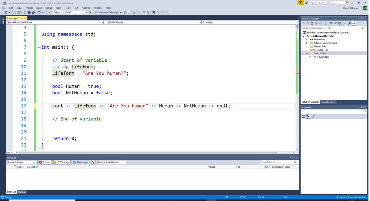 blanerobinson's tweet photo. C# - Practice using bools from VS C# Console app
#Clang #Csharp #VSCommunity https://t.co/VAySeEx5dI