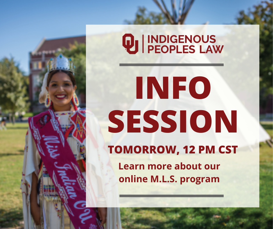 Join us tomorrow (7/28) for our Master of Legal Studies in Indigenous Peoples Law webinar! We will be covering information about our program and answering your questions.

Register now: bit.ly/30BImb0