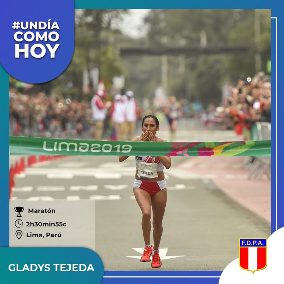 FEDEPEATLE's tweet photo. #UnDíaComoHoy | El 27 de julio del 2019 será otra de las fechas inolvidables para el atletismo peruano. Ase día, Gladys Tejeda logró la primera medalla de oro para el #TeamPerú en los XVIII Juegos Panamericanos Lima 2019.
Ella cronometró 2h30min55s. @ConSudAtle @LegadoOficialPE https://t.co/gep9NROu2h