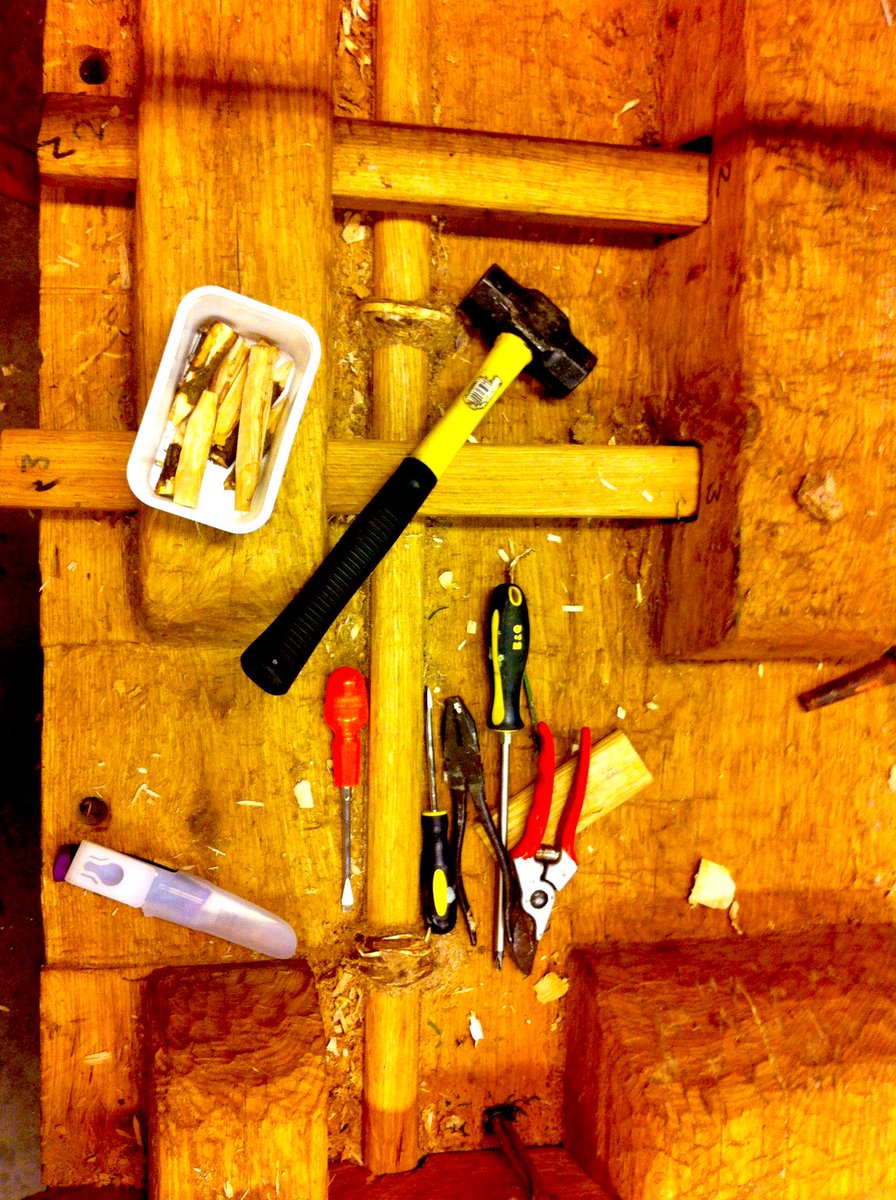 pinman's tweet photo. A memory of an @ahrcpress research project 8 years ago. Working with @vandenoort and BAFTA award-winning filmmaker @Mark_Jenkin before the latter’s heady days of BAIT. 

Some photographs of tools used to build a Bronze Age Boat in the 21st Century. #MakingThinking https://t.co/ZIR8WM0ImG