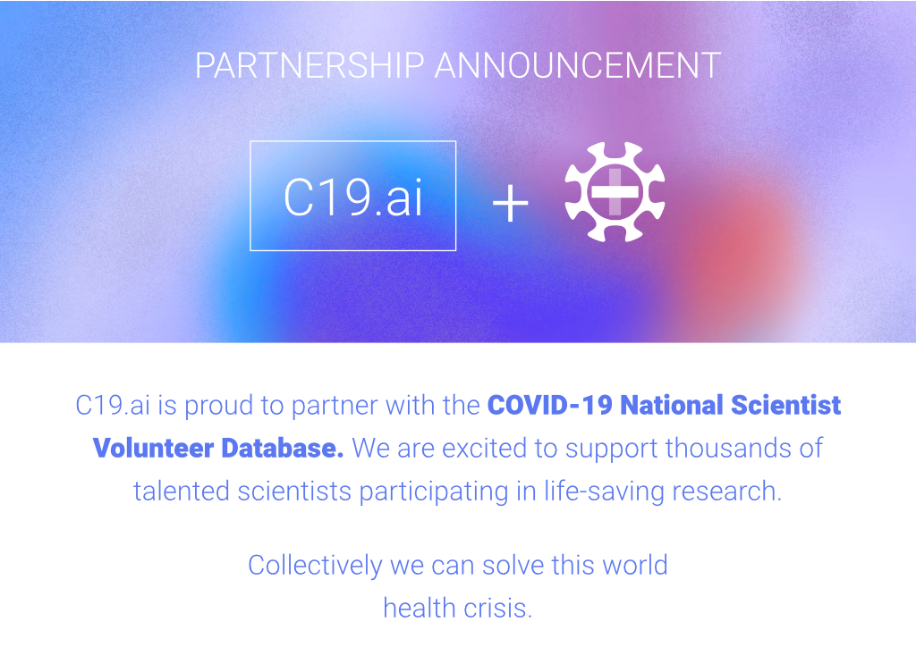 c19ai's tweet image. Exciting news! C19.ai joins forces with @COVID19_NSVD to accelerate research for #COVID-19. Through collaborative research leveraged by #AI we can help end this #pandemic.