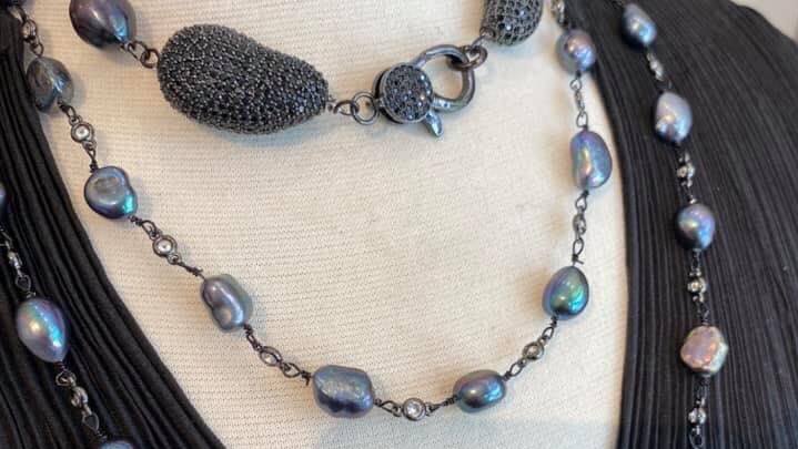 visitmediapa's tweet photo. Dark hearts, faceted pearls, diamonds and pavé accents highlight these gorgeous necklaces at Silver Moon Studio Antiques 5 E State Street. Call 610-891-1733 for more info #shopmedia https://t.co/hmRolQwzS5