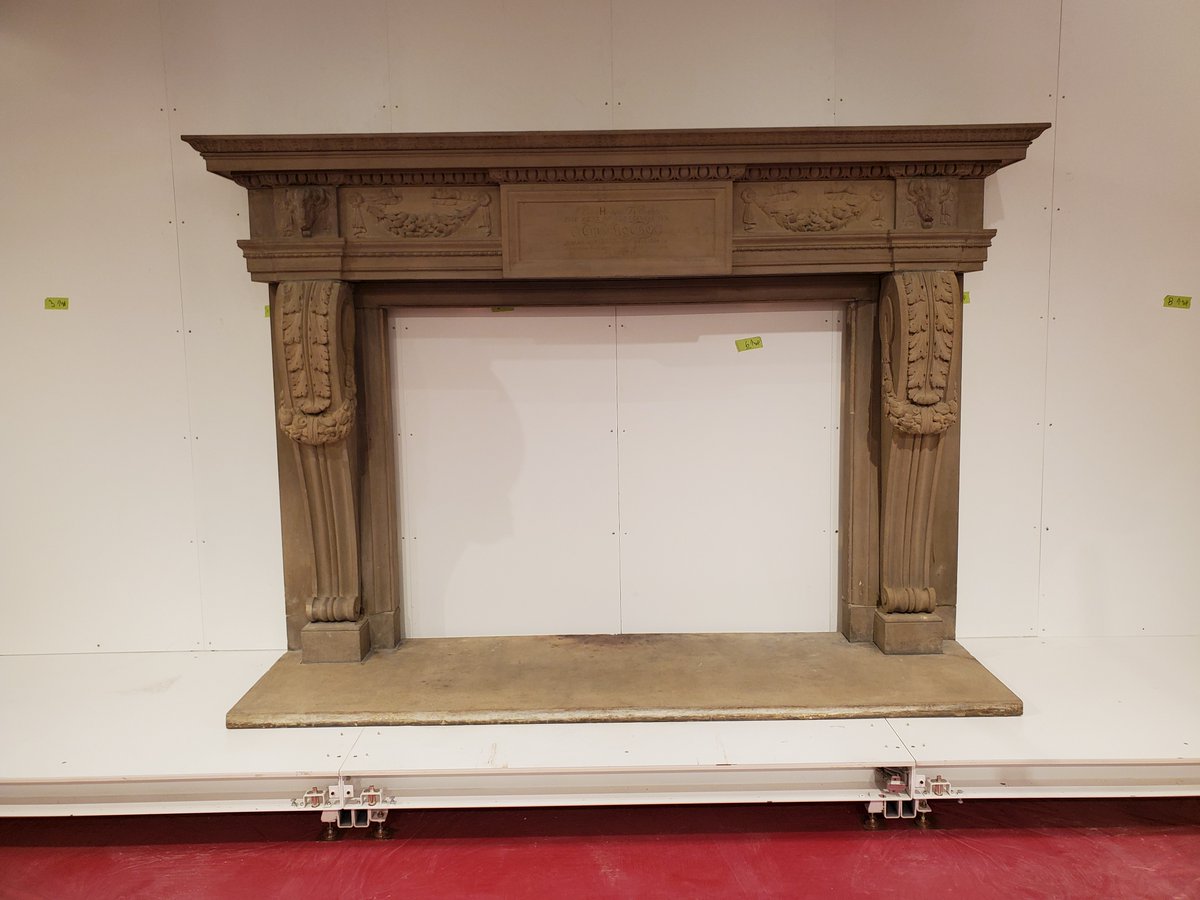 TrumanLibrary's tweet photo. It's been a minute since we've had a #TrumanTransformation update! Today, the exhibit installation team installed the White House mantel into its new home, which is a big task considering the massive weight of the mantel. https://t.co/uGWuoStSMm
