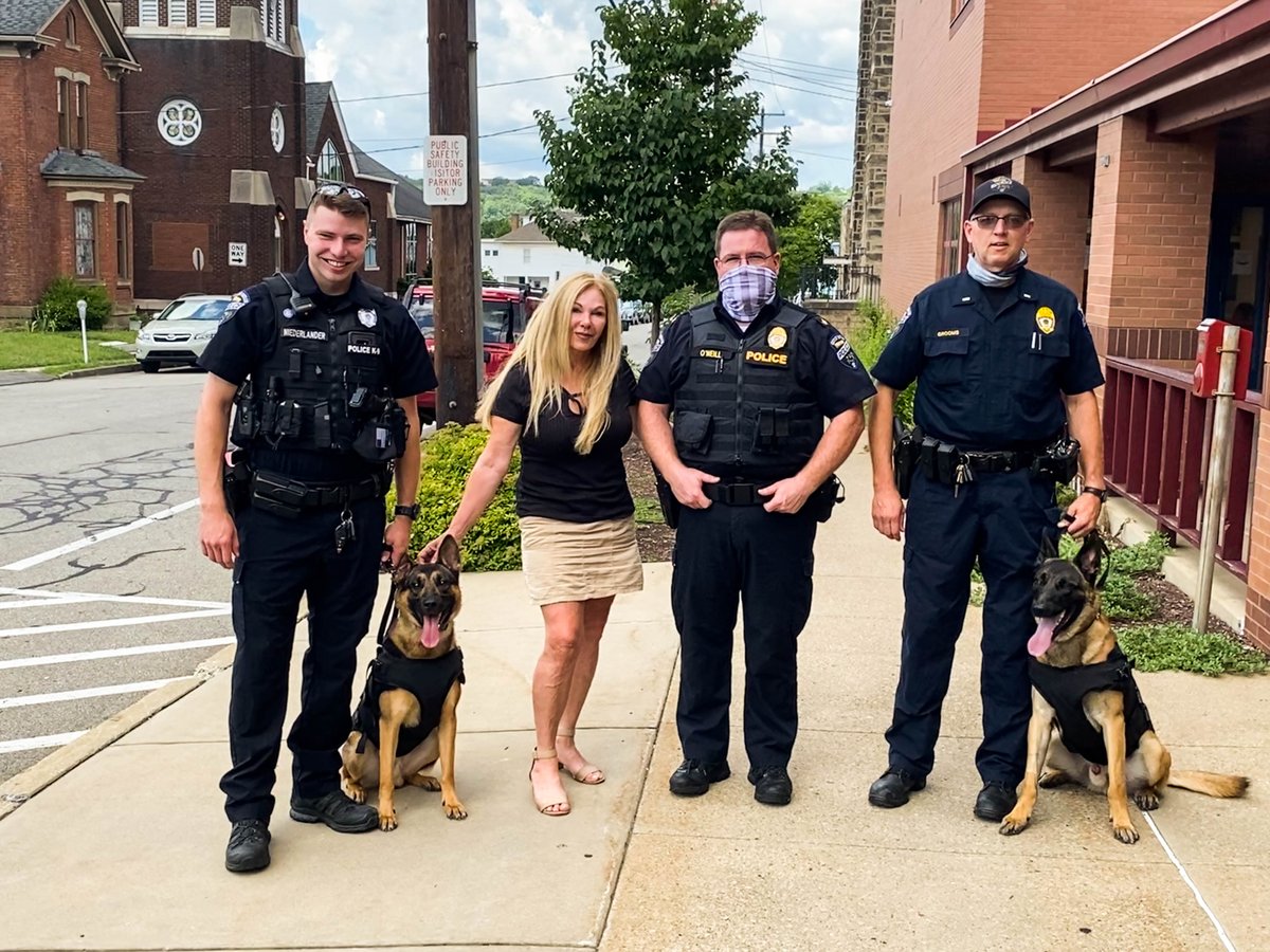 Last year, Corina Diehl promised Butler City Police Chief Bob O'Neill that when the dept. was able to bring K-9s back, she'd make sure they got new vests.

Today we got to meet Chooch and Rico. Check out how awesome they look in their new vests!
