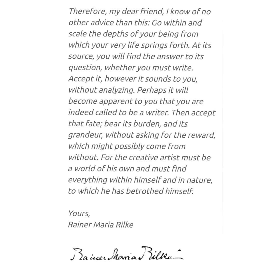 themakerscollab's tweet photo. For #StoryMonday today, read this #preciousletter from Rainer Maria Rilke to a 19 year old who in two minds between choosing poetry &amp; military as a career, &amp; asks Rilke for his advice on the quality of his writing. 
#STEAMOnline #Letterstoayoungpoet #RainerMariaRilke #lifeofapoet https://t.co/Q4yyi12n64