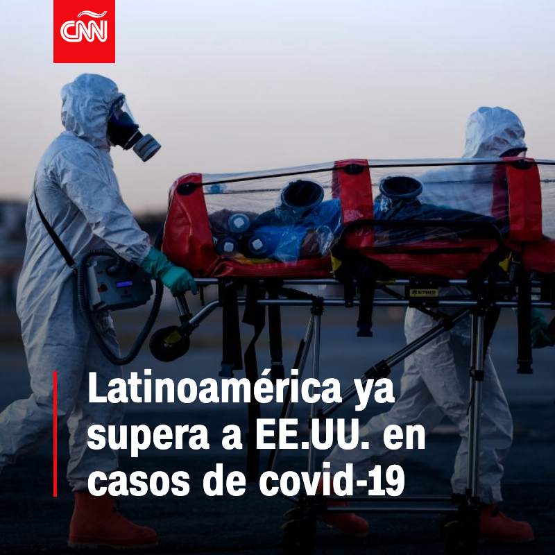 CNNEE's tweet photo. América Latina suma más de 4,3 millones de casos de #coronavirus. #Brasil, #México, #Chile, #Perú y #Colombia son los 5 con más casos en la región. https://t.co/jIdn1N1MRR https://t.co/hPLEaUVuVJ