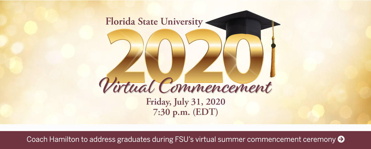 FloridaState's tweet photo. Help celebrate the #FSU20 Summer graduating class with @FSUHoops Coach Leonard Hamilton as he gives the keynote address at FSU’s virtual summer commencement ceremony on Friday, July 31, 7.30 p.m. (ET) 🔸https://t.co/FTYa2ZkbAg https://t.co/KPIndesCr0