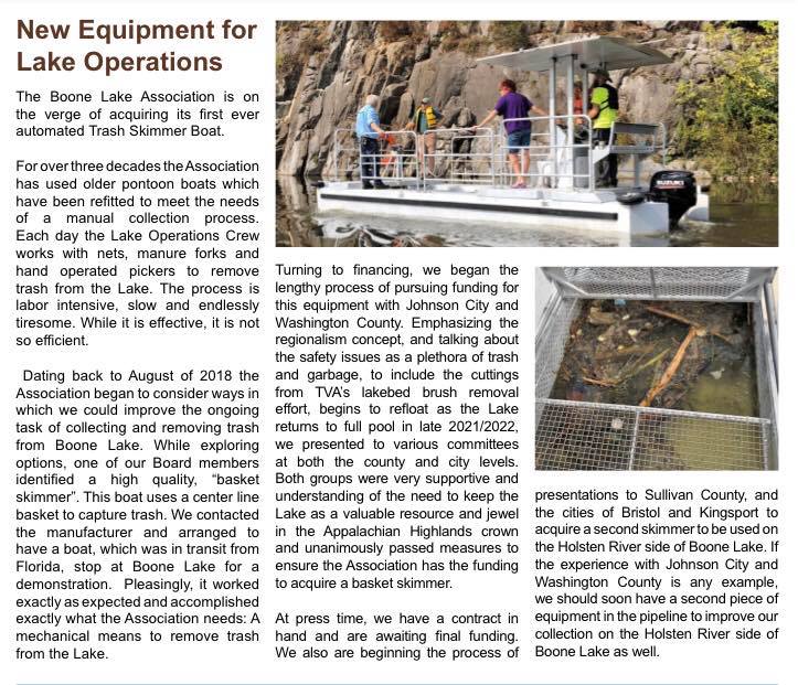 Elastec's tweet photo. Boone Lake Association is keeping our world clean with the @Elastec Omni Catamaran. They posted this article on their page about a successful demo we provided them. #boat #boats #floatingtrash #trashskimmer #cleanwater https://t.co/QHhT9AVQML