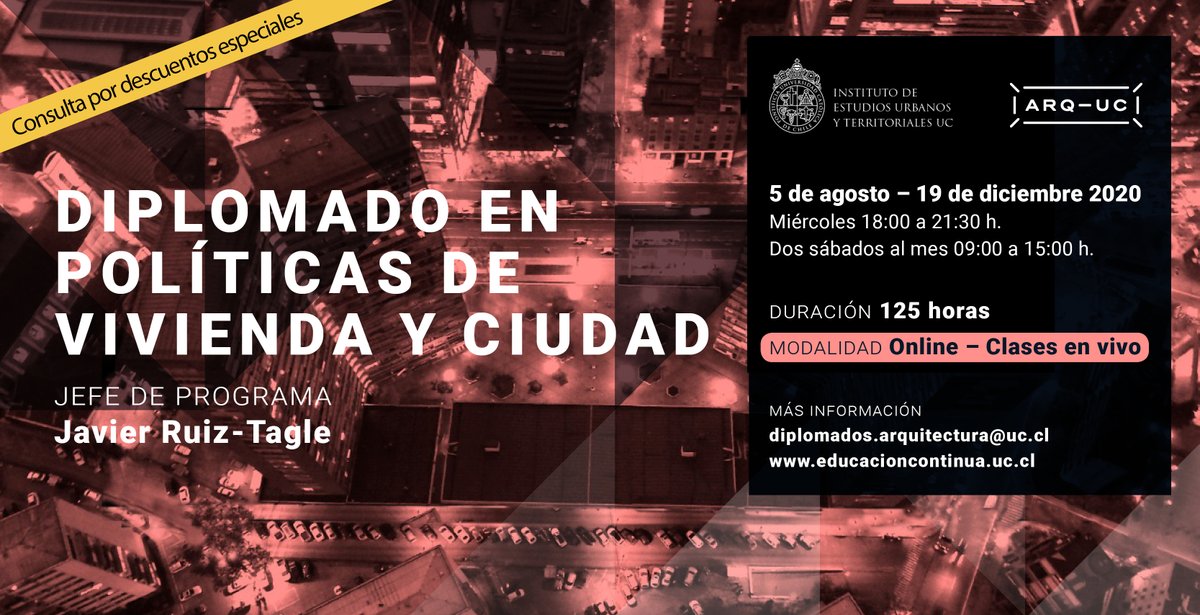 El impacto de las políticas habitacionales determina la configuración de nuestras ciudades y sociedad.

Súmate al diplomado en políticas de vivienda y ciudad de <a href="/ARQ_UC/">Arquitectura UC</a> y comprende cómo generar un desarrollo urbano que mejore la calidad de vida de todxs 👉 bit.ly/2WVKFF5