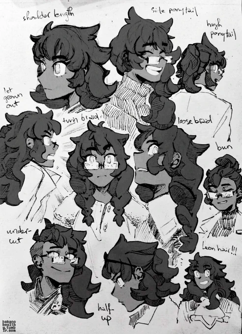 some stuff from the sketchbook for asks on tumblr; including: long haired hop and sonia with tattoos 