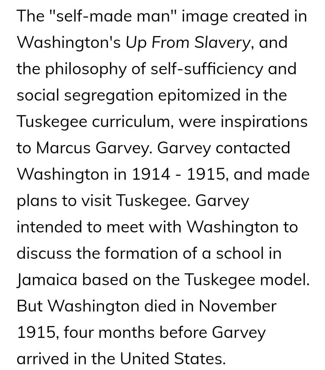 Next up is Marcus Garvey. Garvey was partly inspired by ADOS Booker T Washington's method of self-determination for ADOS, and even had a plan for establishing an institution similar to Tuskegee during the early UNIA days.