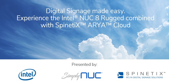 NEW WEBINAR! 7/28 at 2 pm ET
bit.ly/2DMXpqF 
Speakers from Intel, Simply NUC, and SpinetiX will explain how to turn an Intel® NUC 8 Rugged into a digital signage ready-to-use appliance!

#digitalsignage #avtweeps #DSConnection <a href="/intel/">Intel</a> @SimplyNUC <a href="/SpinetiX/">SpinetiX</a>