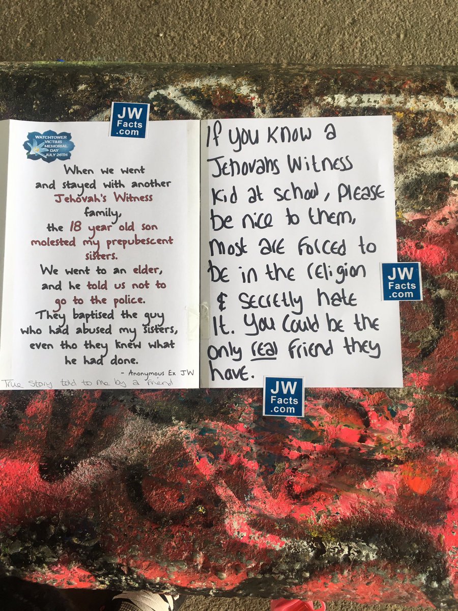 ShaltNotRepent's tweet photo. #WatchtowerVictimsMemorialDay
Down at the skate tunnels where kids hang out
#TwoWitmessRule #jehovahswitness #WatchtowerVictims #ChildSexAbuse #ChildAbuseCoverUp #ChildAbuse #suicide #raped #ChildRape #TwoWitnessRule #jehovahswitness #apostate #shunned #shunning https://t.co/gOzBpdJkD5