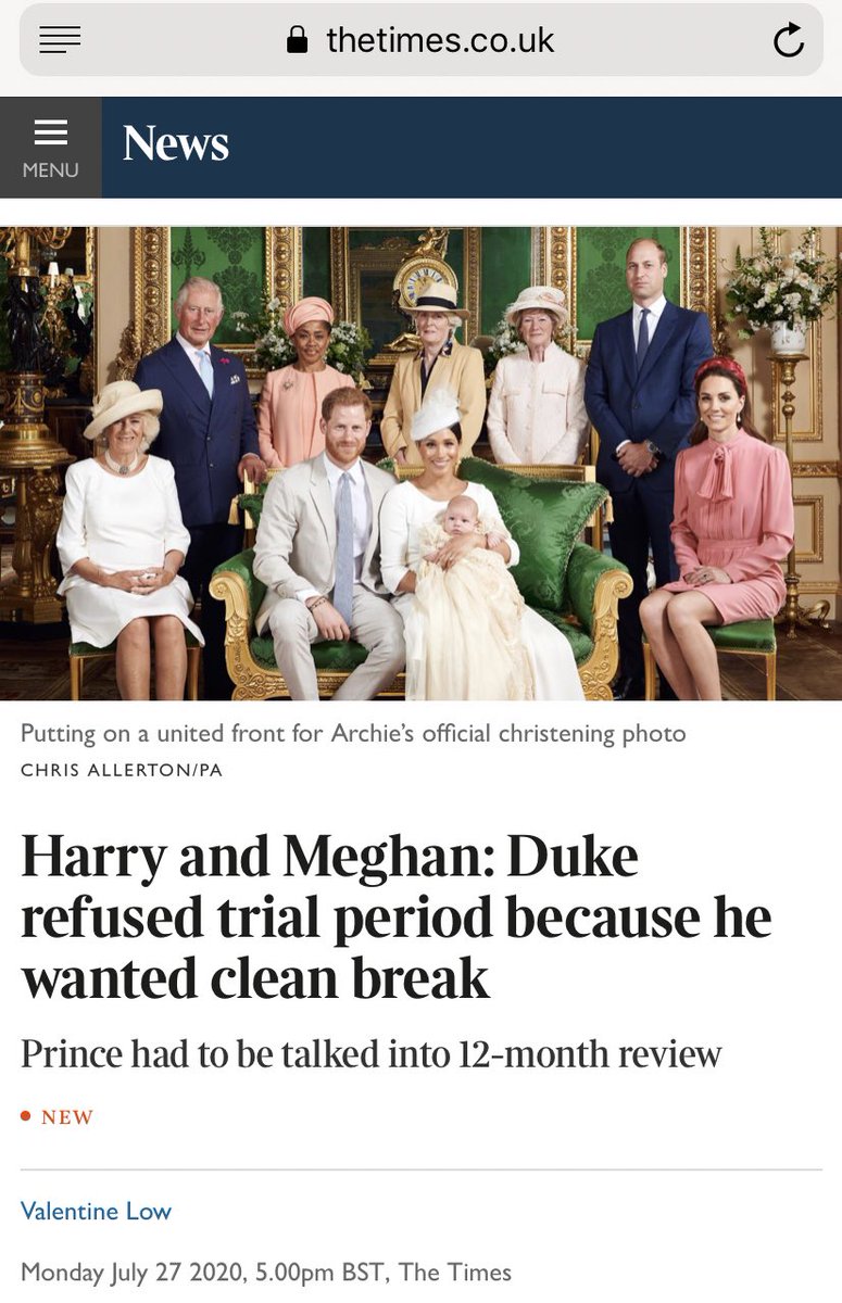“The  #DukeOfSussex was so intent on quitting the royal family that he initially refused the offer of a trial period allowing him and the duchess the chance of returning to the UK, The Times can reveal.”