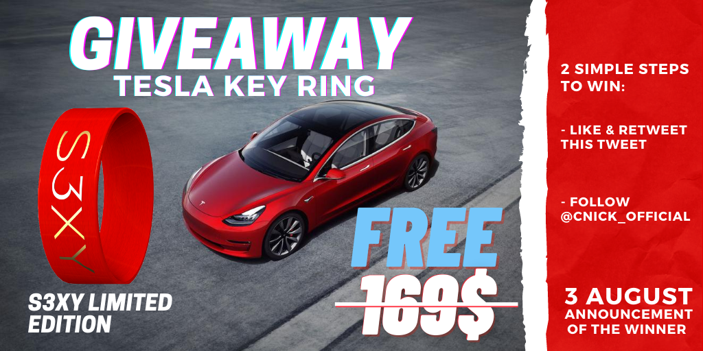 CNICK_Official's tweet image. S3XY ring #Giveaway!

GIVEAWAY - Handcrafted #Tesla Key Ring!
Lock, unlock, and start your Tesla Model 3 or Model Y with a single tap⚡️
To win:
- Like & Retweet this Tweet
- Follow us @CNICK_Official
The winner will be announced on 3rd August! Good Luck!