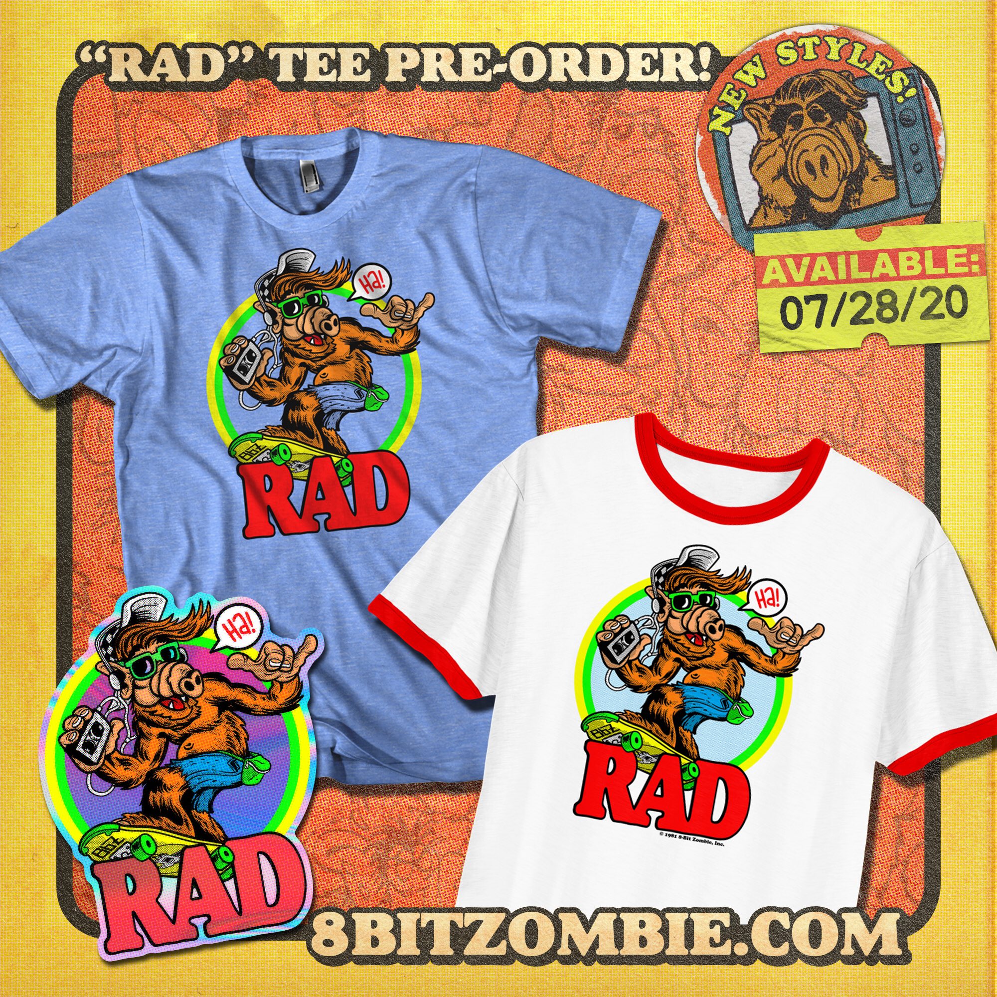 8-bit ZOMBIE on X: You guys asked it, ALF is coming back! The classic blue  tee will be up for grabs & I've whipped up a ringer version for ultimate  retro-rad vibes.