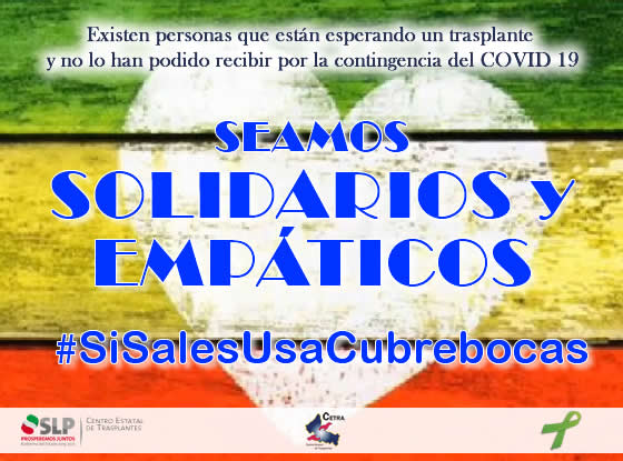 trasplan_snluis's tweet photo. #RecuerdaQue hay que usar cubrebocas y seguir las indicaciones. AYÚDANOS!
Sólo así podremos reactivar el programa de donación/trasplantes y continuar "Dando Segundas Oportunidades de vida mediante el trasplante"
#CUIDATETUYNOSCUIDAMOSTODOS
#QuedateEnCasa
#SiSalesUsaCubrebocas https://t.co/MliLDL7KOq