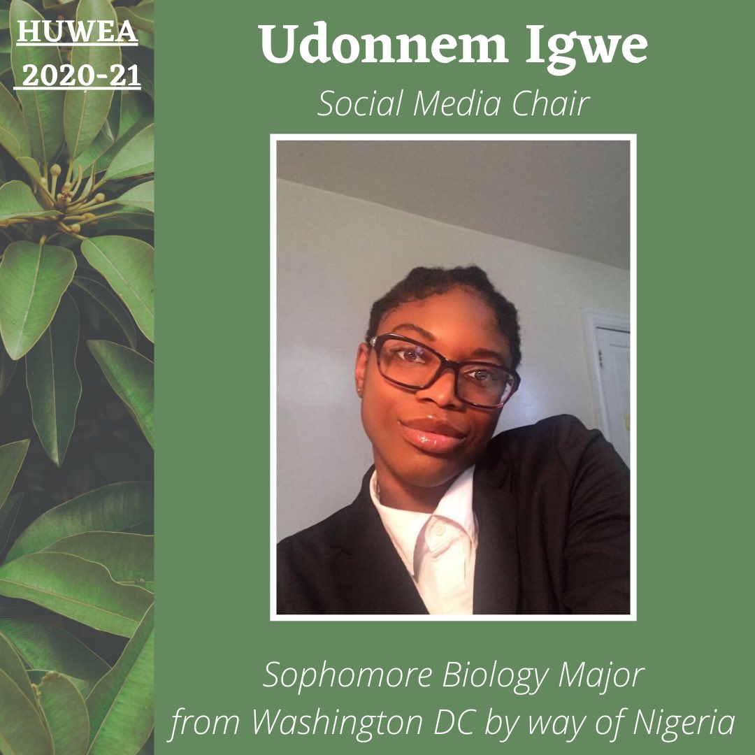 HUWEAorg's tweet photo. Hi everyone, my name is Udonnem Igwe. I will be serving as the Social Media Chair on the 2020-2021 Howard University Water and Environmental Association Executive Board. I am on the Quad Step Team. I also enjoy watching anime in my free time. https://t.co/jHjC7ilX8O