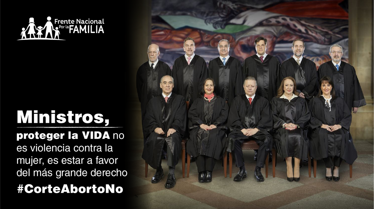 FNxFamilia's tweet photo. Ministros de la @scjn proteger la #VIDA no es violencia contra la mujer, es estar a favor del más grande derecho.

@lopezobrador_ ,@M_OlgaSCordero, @MargRiosFarjat, 

Firma la Petición: https://t.co/OKEzidI2Bl

#CorteAbortoNo https://t.co/QjEvdSNdQJ