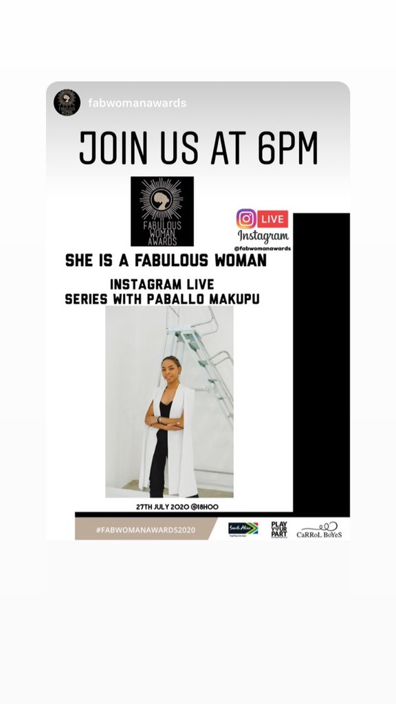 She is a fabulous women Instagram live series with Paballo Makupu

We chatted #resilience tmr we talk about how to build that empire