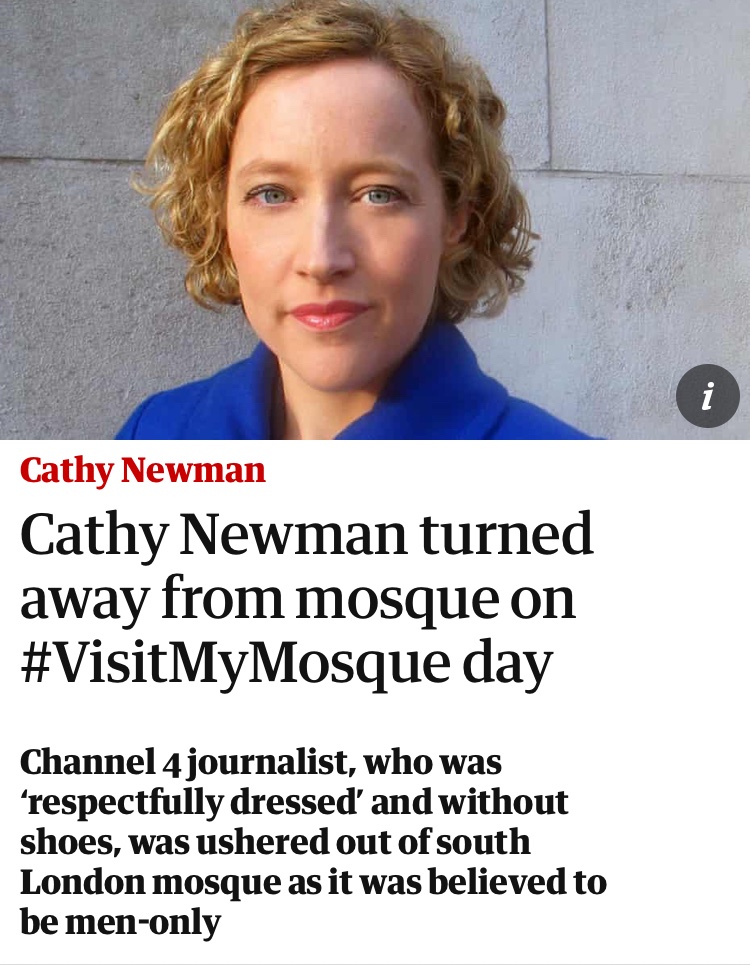 This is just some of the reporting on the mosque ushering of Cathy Newman. It was covered on tv news programmes as well. Phone ins on BBC radio and LBC about it as well. It was number one story for that week.