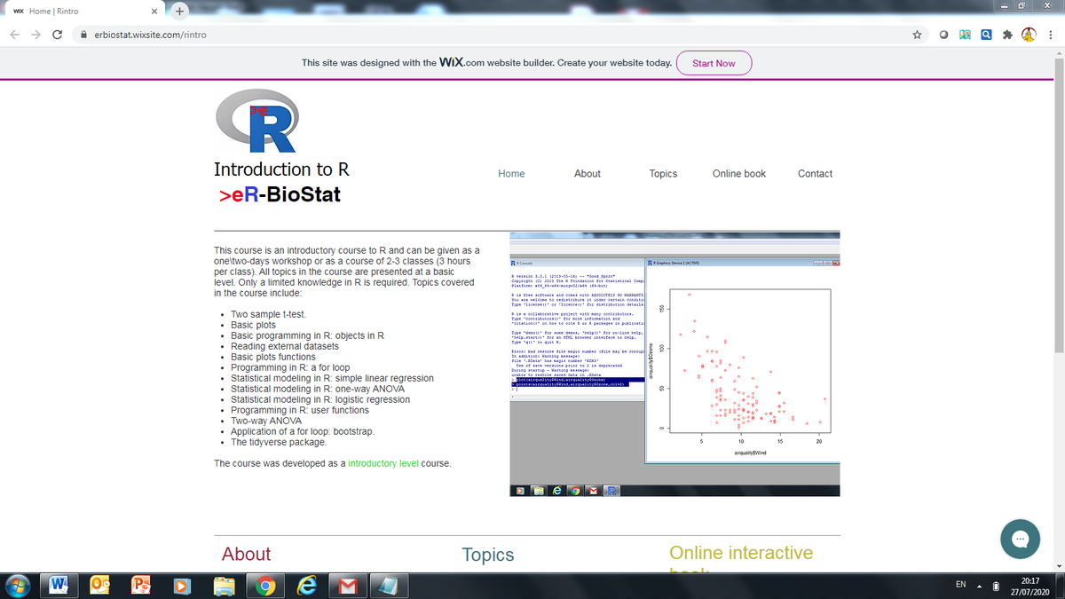 Our NEW course “Introduction to R (#rstats)” is available online: erbiostat.wixsite.com/rintro.
More information about new courses will be available in FB (ER-BioStat)
#datascience #openscience #opensource #useR2020
#AfricaR <a href="/R_Forwards/">Forwards</a>
#RLadies <a href="/RLadiesCapeTown/">R-Ladies Cape Town</a>
