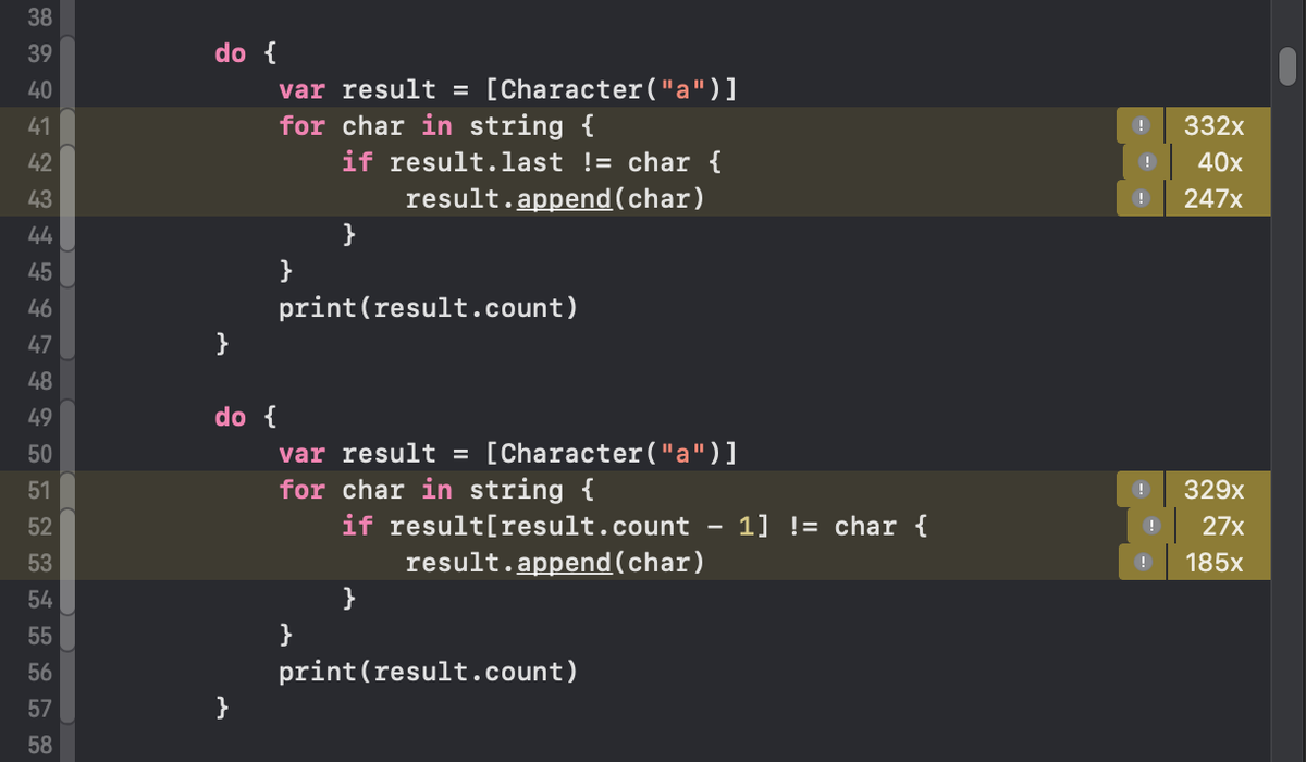 The good news is that the difference, in both cases, becomes negligible when the code is compiled in Release mode. I was testing in Debug mode and didn't expect that switching to Release could narrow the gap that much. Lesson learned.
