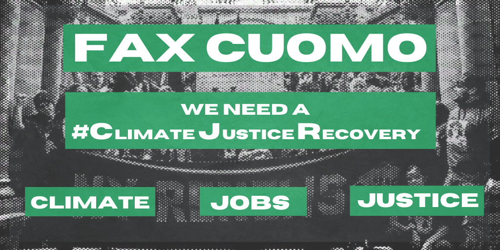 NYRenews's tweet photo. Hundreds of thousands of New Yorkers are out of a job + climate change continues to exacerbate heat waves &amp; pollution. Climate solutions must be our jobs solutions too. 
Send a fax to @NYGovCuomo: we need a #ClimateJusticeRecovery for good green jobs
➡️https://t.co/TC5TwvVjCa https://t.co/wipTexlO0w